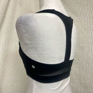 Lululemon Black Racerback Sports Bra XS-S Sheer Panel Detail Activewear